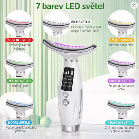 EMS masážní přístroj na krk s LED terapií – 7 režimů