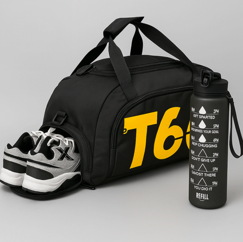 Komplexní fitness balíček – Sportovní taška + 1L láhev + švihadlo ZDARMA