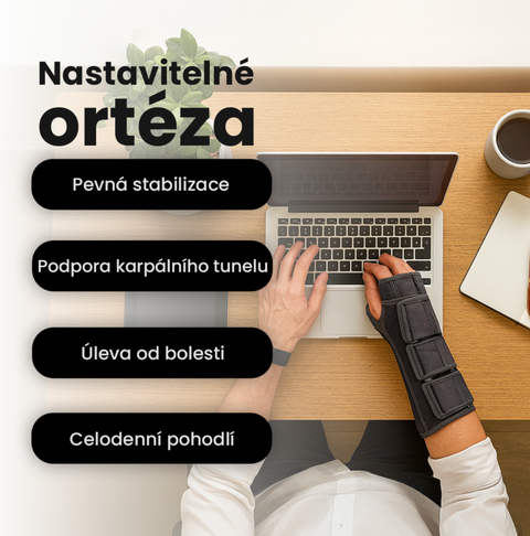 Nastavitelné ortéza na zápěstí s hliníkovou výztuhou