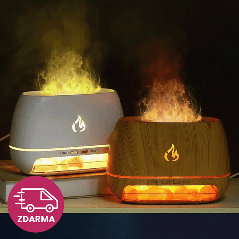 Okouzlující Aroma difuzér s imitací plamene solného kamene