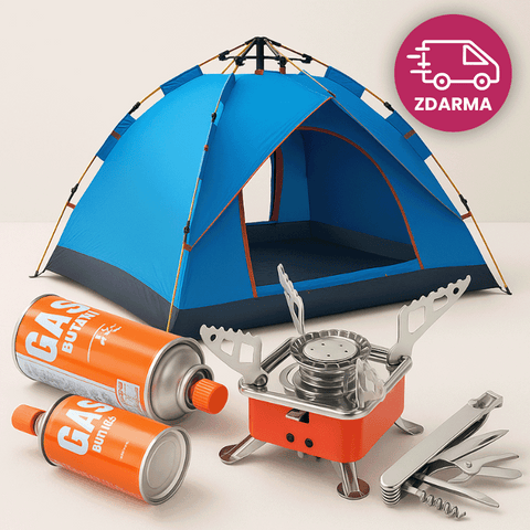 Outdoorový set: Stan, plynový vařič a multitool