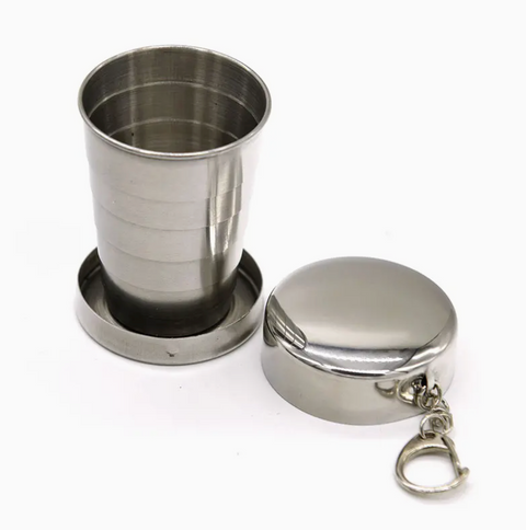 Skladací nerezový pohár 250 ml s uzavíratelným víčkem