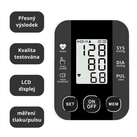 Spolehlivý domácí digitální tlakoměr na paži