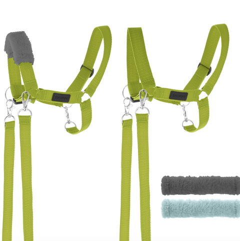 Skippi ohlávka pre Hobby Horse - oťaže a 2 odnímateľné fleece kryty - čierna