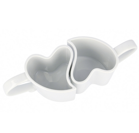 Zamilované hrnky – bílá sada ve tvaru srdce