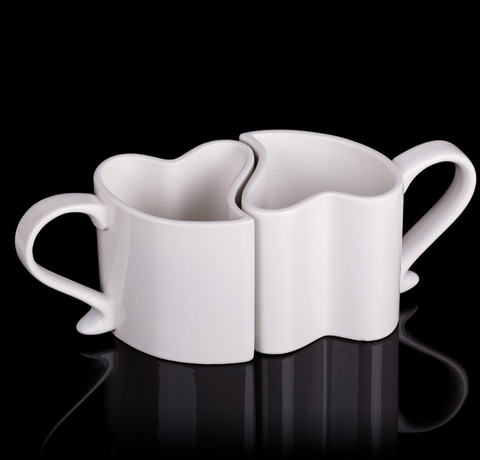 Zamilované hrnky – bílá sada ve tvaru srdce