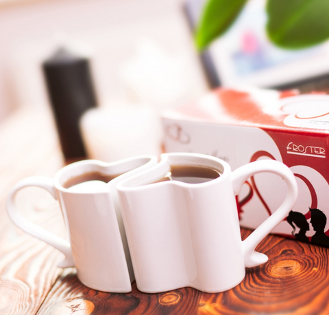 Zamilované hrnky – bílá sada ve tvaru srdce
