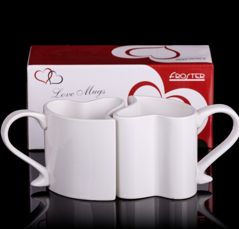 Zamilované hrnky – bílá sada ve tvaru srdce