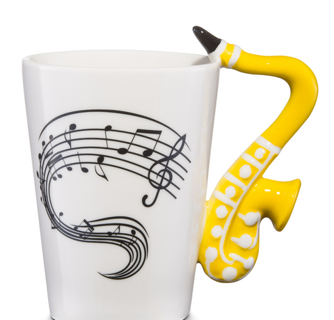 Hudební hrnek (saxofon) + různé varianty