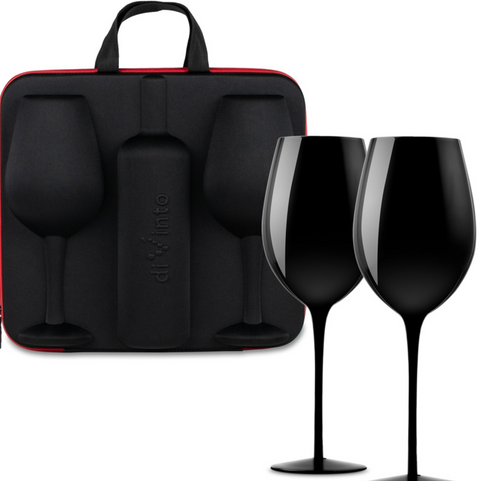 Puzdro na fľašu s pohármi na víno diVinto Black