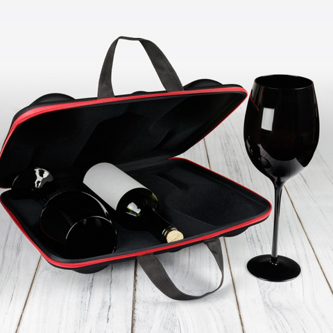 Puzdro na fľašu s pohármi na víno diVinto Black