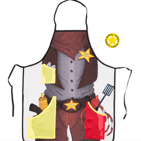 Grill Sheriff – grilovací zástěra s otvírákem pro opravdové mistry grilu