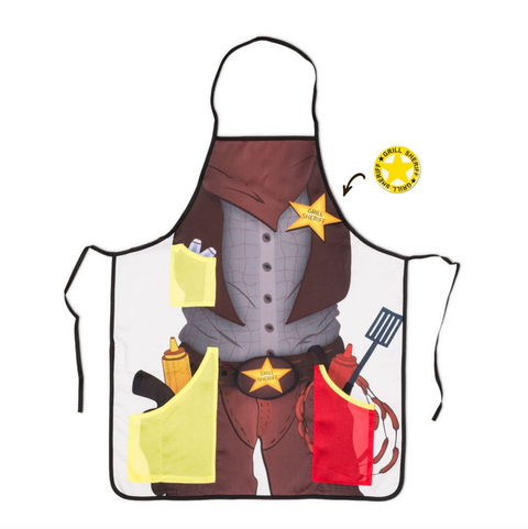 Grill Sheriff – grilovací zástěra s otvírákem pro opravdové mistry grilu