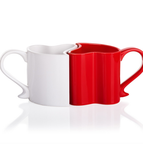 Zamilované hrnky – červeno-bílá sada pro dva