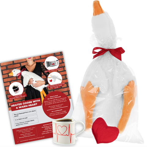 Dárková sada Magický Pocit – Hřejivá husa s horkým srdcem a magický hrnek