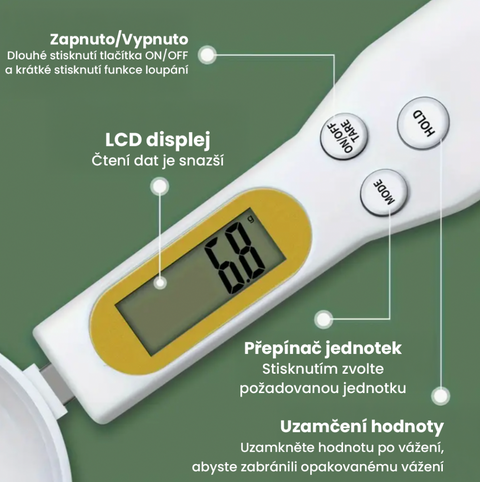 Digitální kuchyňská váha s lžící AccuMeasure – přesnost, kterou ocení každý kuchař