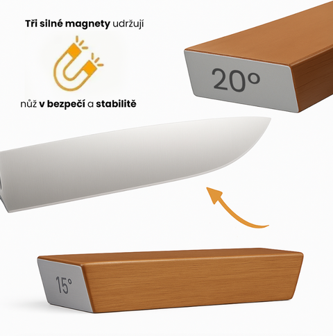 Magnetický brousek s diamantovým kamenem – profesionální ostrost v pohodlí vaší kuchyně