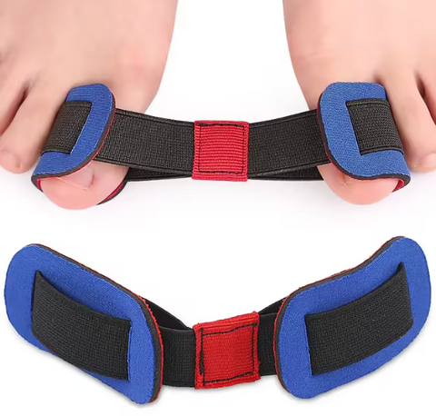 Elastická páska pro roztažení palců - Modro-červená páska pro pohodlné nošení a korekci palců