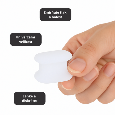 I-tvarované oddělovače prstů (2 ks) – opakovaně použitelné řešení pro hallux valgus