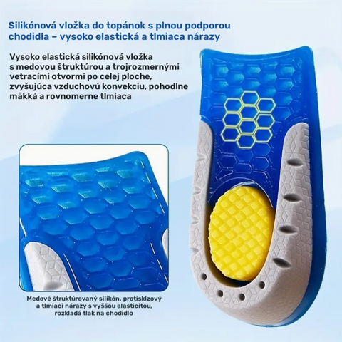 Měkké silikonové vložky do bot s podporou klenby – 1 pár
