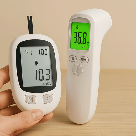 Digitální glukometr + bezkontaktní teploměr