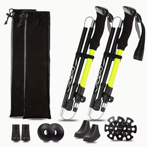 Skládací hliníkové turistické hole 7075 s ergonomickými rukojeťmi