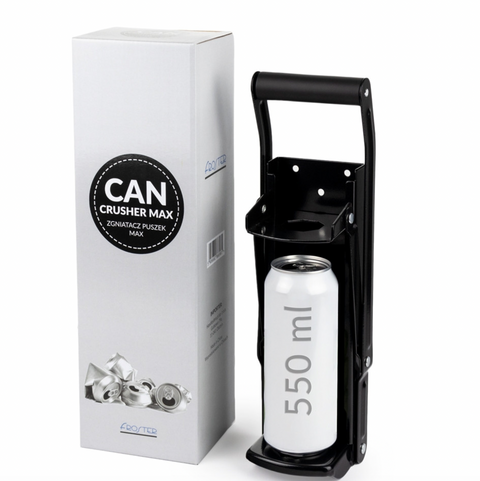 Robustní drtič plechovek MAX s otvírákem – nástěnný kovový lis