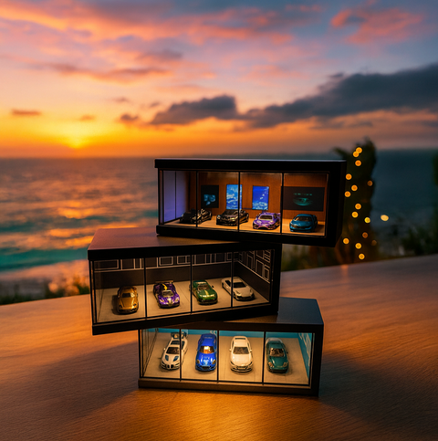 1/64 Vitrína na modely aut s LED osvětlením