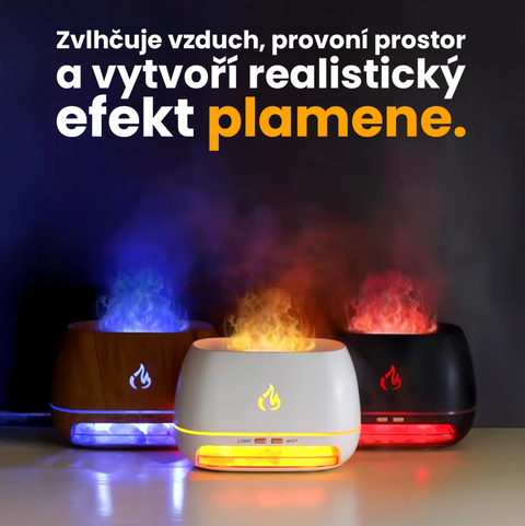 Aroma Flame – zvlhčovač vzduchu s aromaterapií a 3D plamenem