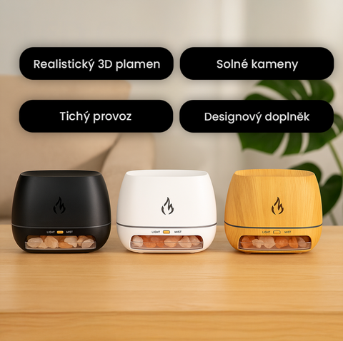 Aroma Flame – zvlhčovač vzduchu s aromaterapií a 3D plamenem