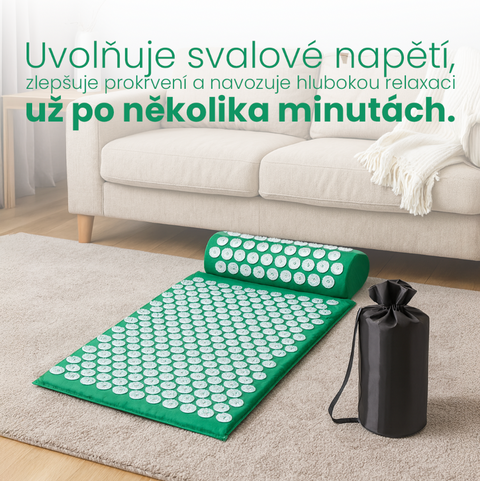 Speciální akupresurní podložka s polštářem pro relaxaci a uvolnění zad