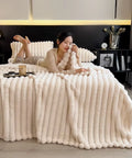 Solid Color Thickened Wide Striped Multifunctional Blanket Can Be Used as Bed Sheet Cover Blanket， Nap Blanket， Pet Blanket
