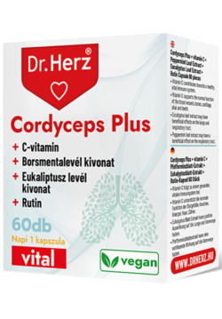 Dr. Herz Cordyceps Plus – 60 vegan kapslí s vitamíny a bylinami pro imunitu, vitalitu a dýchací komfort