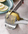Kitchen Gadgets Handy Stainless Steel Onion Holder Potato Tomato Slicer Vegetable Fruit Cutter Safety Cooking Tools Accessories