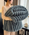 Solid Color Thickened Wide Striped Multifunctional Blanket Can Be Used as Bed Sheet Cover Blanket， Nap Blanket， Pet Blanket