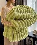 Solid Color Thickened Wide Striped Multifunctional Blanket Can Be Used as Bed Sheet Cover Blanket， Nap Blanket， Pet Blanket