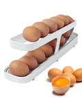 Automatic Scrolling Egg Rack Holder Storage Box Egg Basket Container Organizers Rolldown Refrigerator Eggs Dispenser for Kitchen
