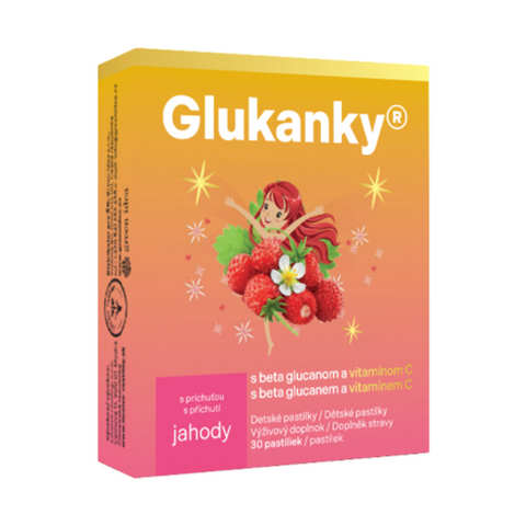 Liečive rastliny Glukanky - dětské pastilky s příchutí jahody 30 ks