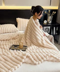 Solid Color Thickened Wide Striped Multifunctional Blanket Can Be Used as Bed Sheet Cover Blanket， Nap Blanket， Pet Blanket