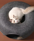 Felt Donut Bed for Cats House with Breather Hole Dog Bed Interactive Play Toys for Cats to Hide 2 in 1 Tunnel for Cats Bed