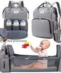 2023 Portable Baby Folding Bed Mommy Bag Folding Mosquito Net Multifunctional Outgoing Mother and Baby Backpack Large Capacity