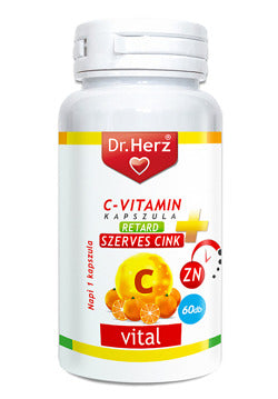 Dr. Herz C-vitamin + organický zinek – 60 kapslí s postupným uvolňováním pro dlouhodobou imunitu a ochranu buně