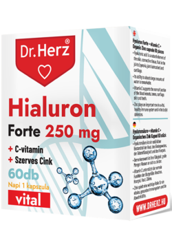 Dr. Herz Hialuron Forte 250 mg + vitamín C + zinek – 60 kapslí pro pleť a klouby
