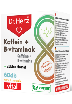 Dr. Herz Kofein + zelený čaj + B-komplex – 60 kapslí pro energii a soustředění